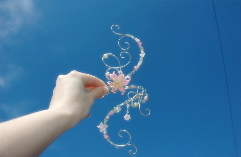 Baby Pink & Yellow Dangly Butterfly Arm Cuff