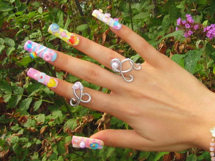 Baby Pink Butterfly rings x2