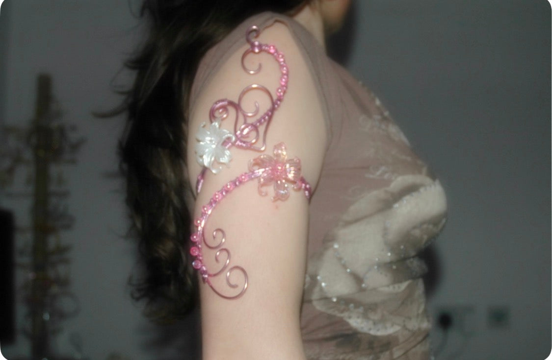 Pink Wire Valentines Arm Cuff