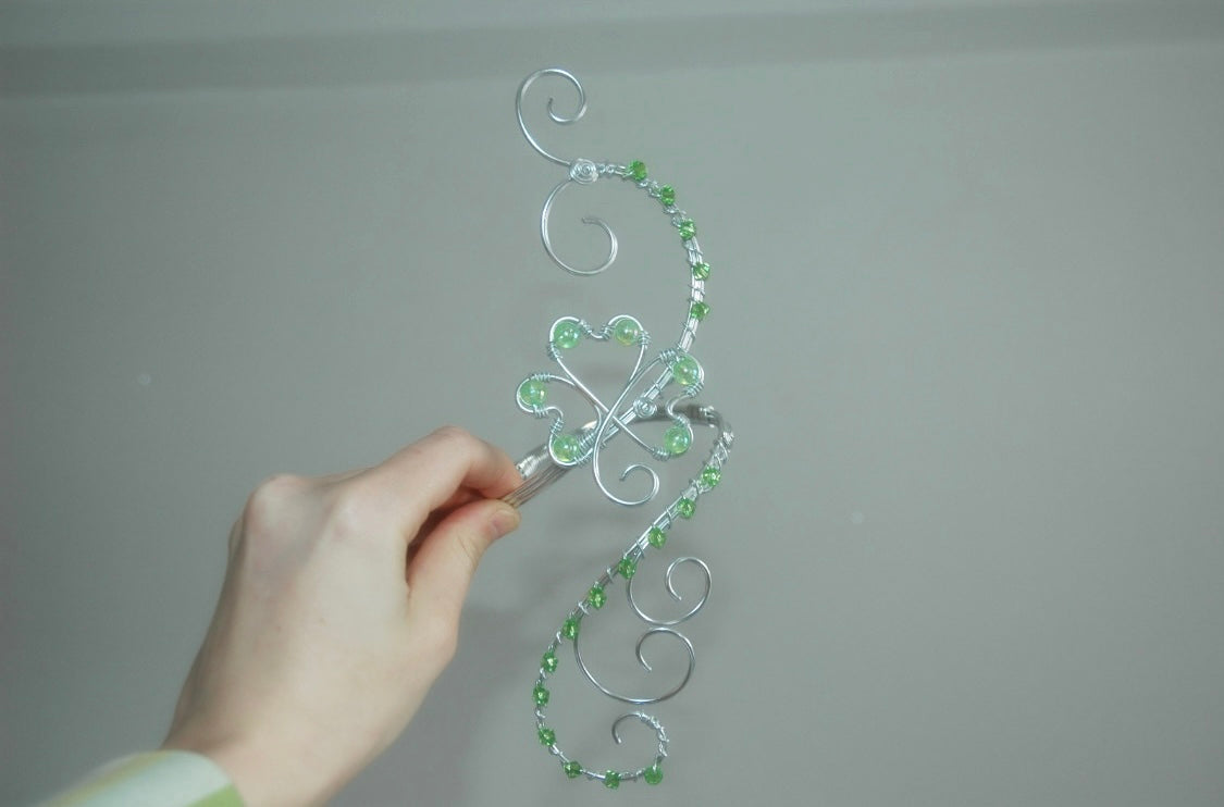 Silver & Green Clover Arm Cuff