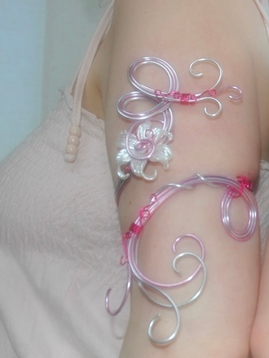 Pink wire Butterfly Arm Cuff