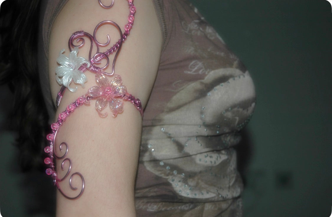 Pink Wire Valentines Arm Cuff