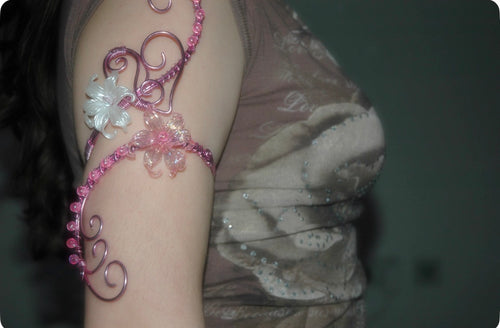 Pink Wire Valentines Arm Cuff