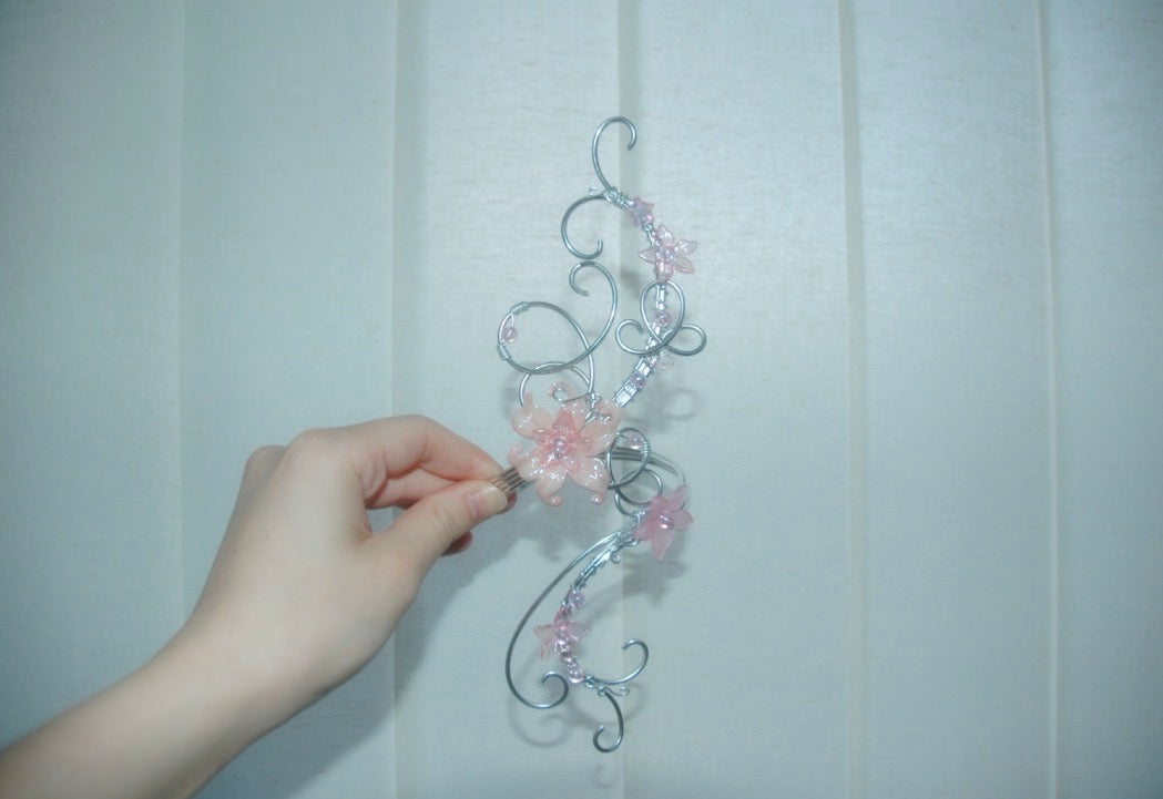 Silver & Baby Pink Butterfly Arm Cuff