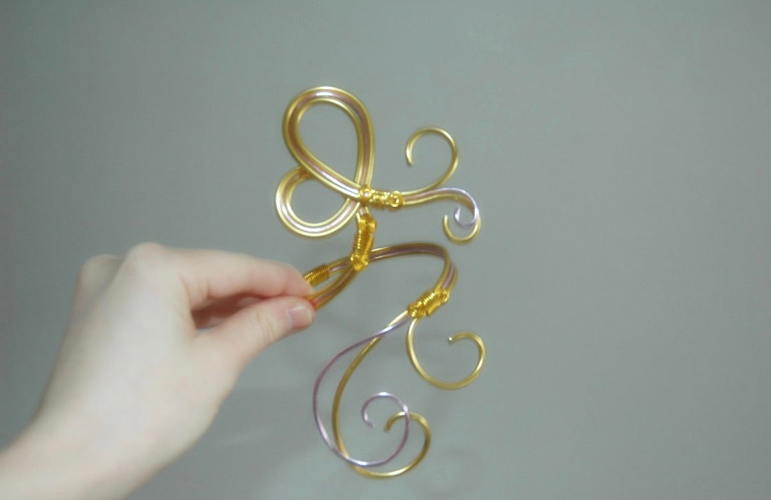 Gold & Pink Butterfly Arm Cuff