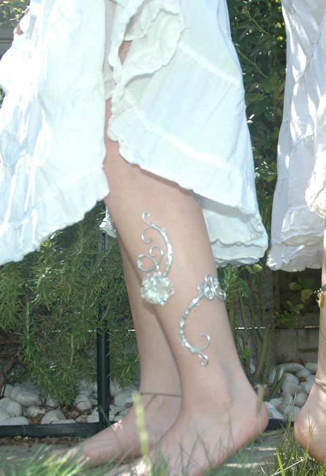 White Pearl Butterfly Ankle Cuff