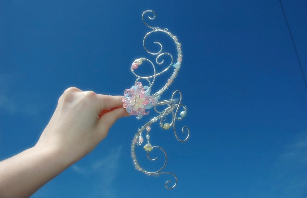 Baby Blue, Pink & Yellow Dangly Butterfly Arm Cuff
