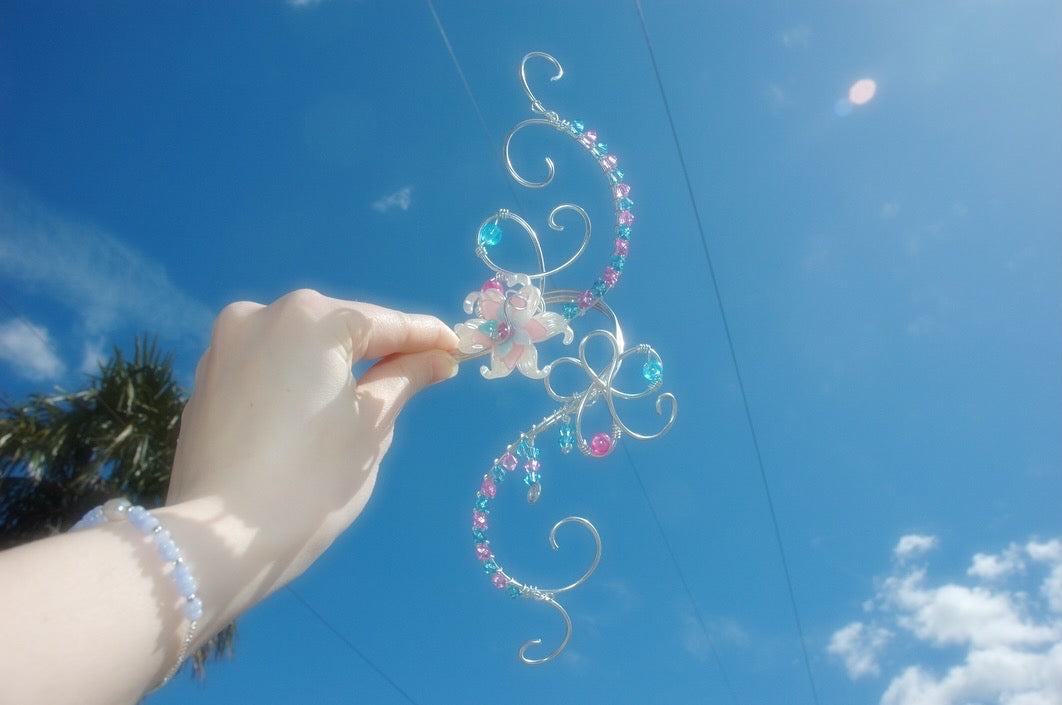 Pink & Blue Dangly Butterfly Arm Cuff