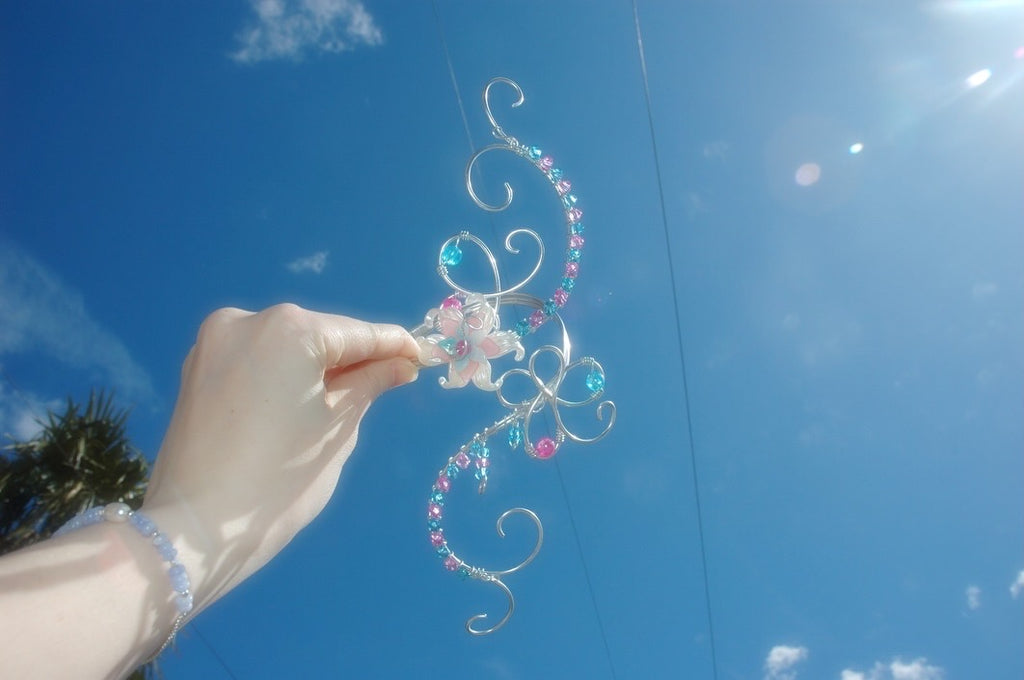 Pink & Blue Dangly Butterfly Arm Cuff