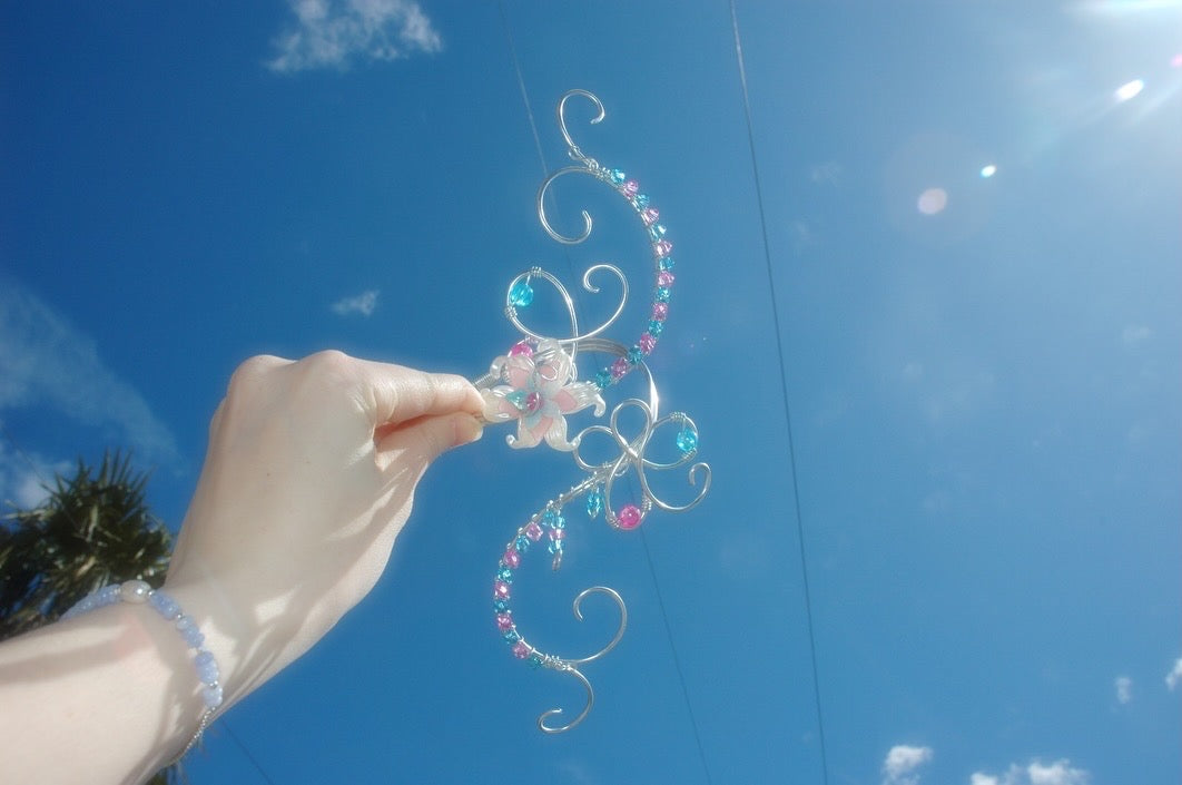 Pink & Blue Dangly Butterfly Arm Cuff