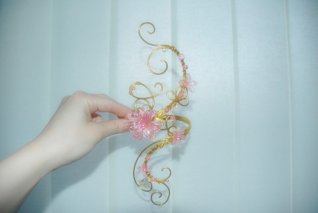 Gold & Baby Pink Butterfly Arm Cuff