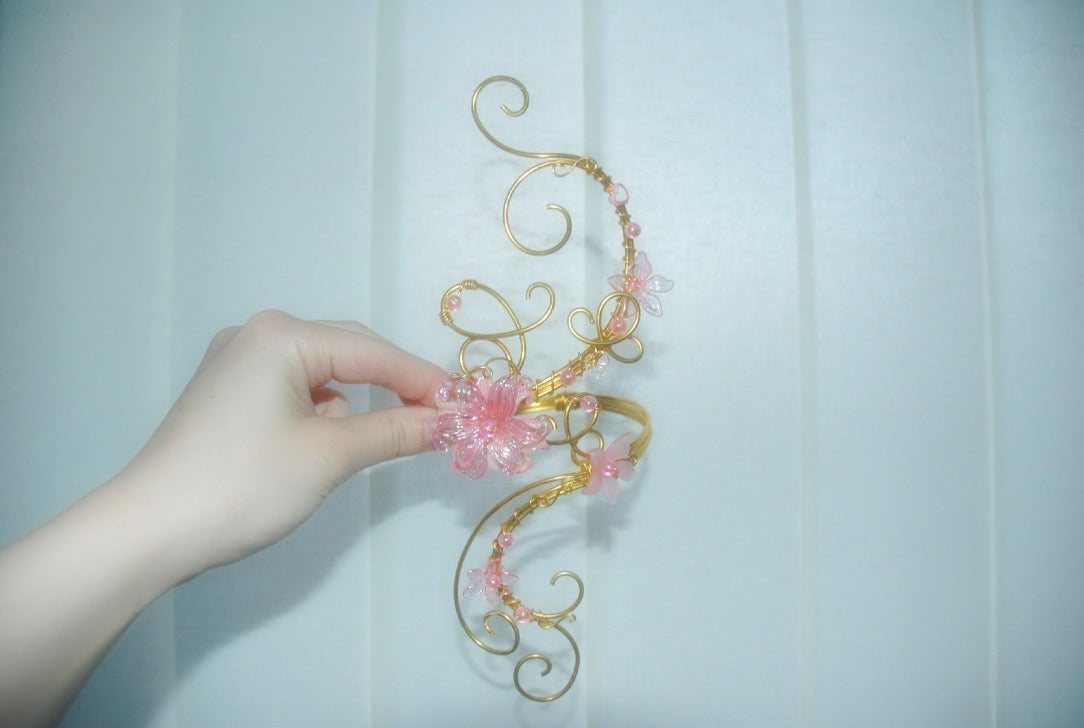 Gold & Baby Pink Butterfly Arm Cuff