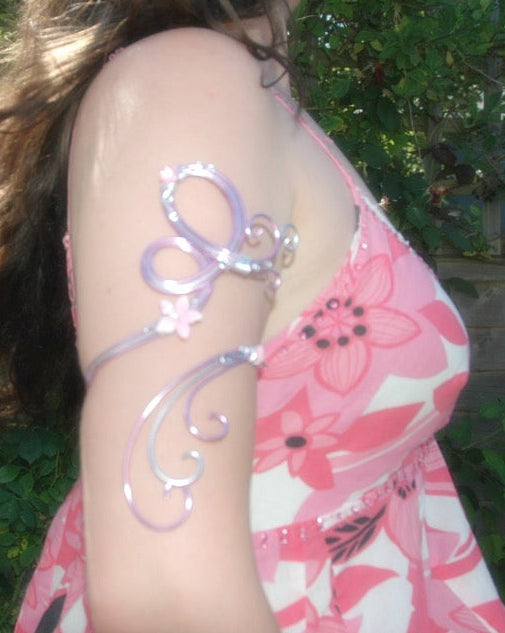 Pink & Silver Butterfly Cuff